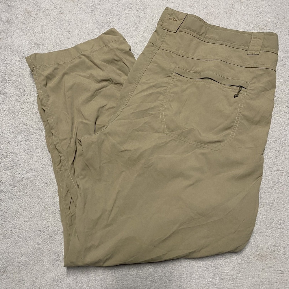 Simms Fishing Pants Mens XXL Tan‎ Brown Nylon Insect Shield Cargo Zip Pockets